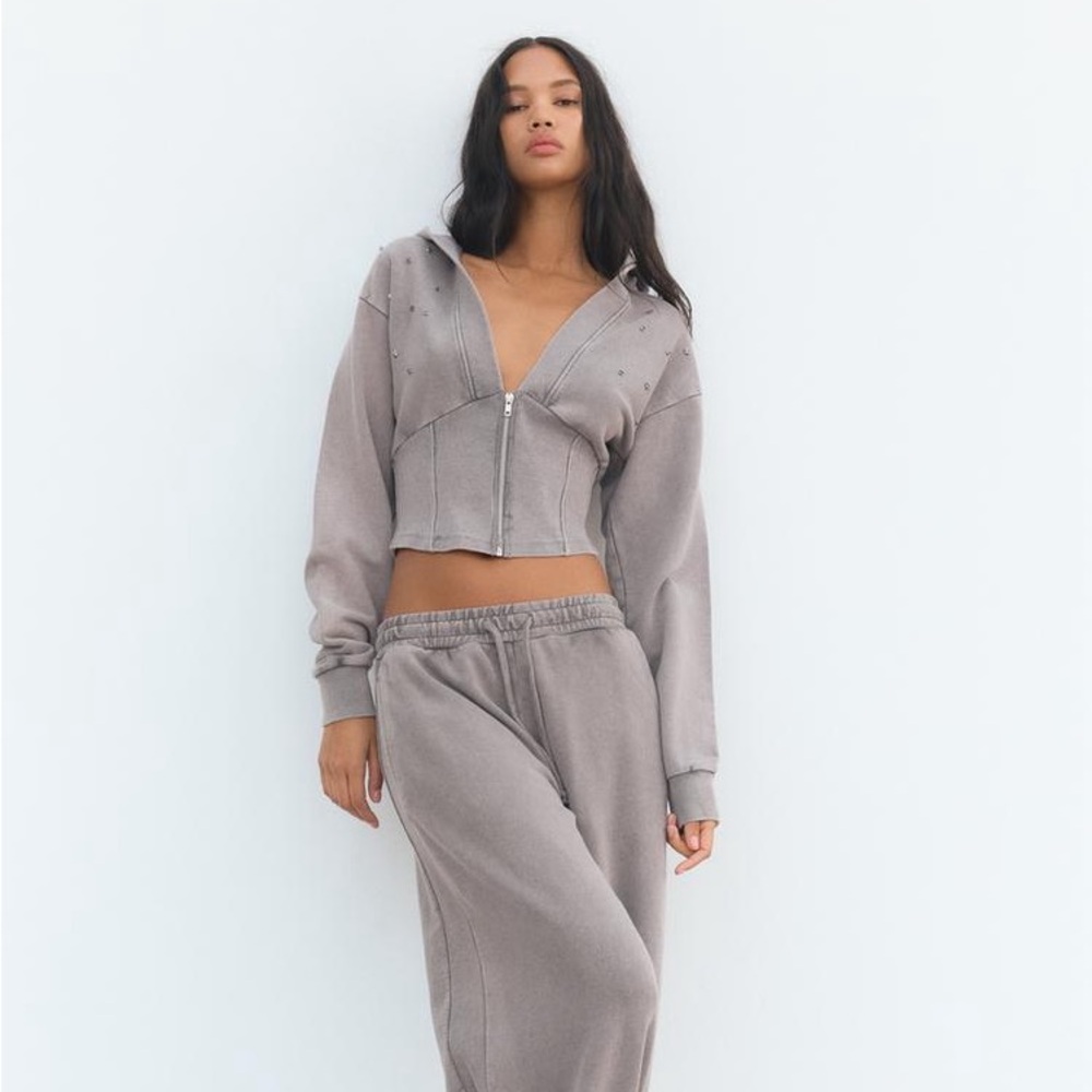 Zara Washed Effect Jewel Hoodie